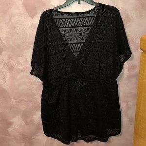 Black Cover Up with Adjustable Waist Tie